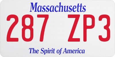 MA license plate 287ZP3
