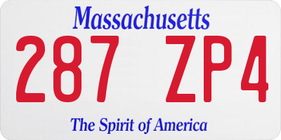 MA license plate 287ZP4