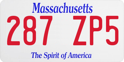 MA license plate 287ZP5