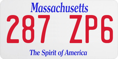 MA license plate 287ZP6