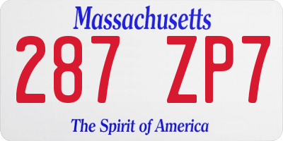 MA license plate 287ZP7