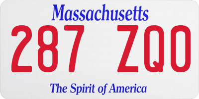 MA license plate 287ZQ0