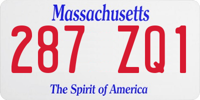 MA license plate 287ZQ1