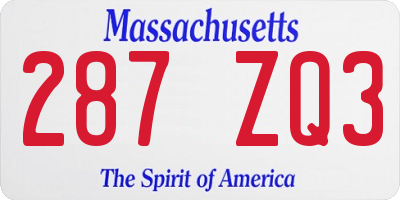MA license plate 287ZQ3