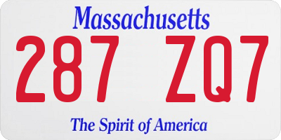 MA license plate 287ZQ7