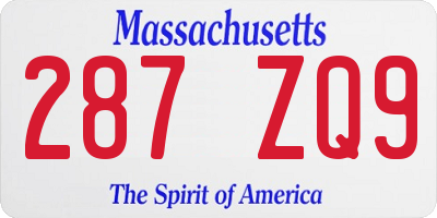 MA license plate 287ZQ9