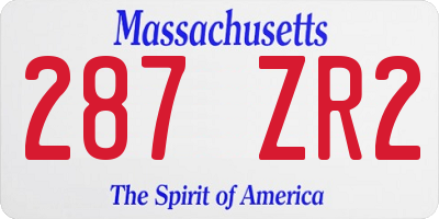 MA license plate 287ZR2