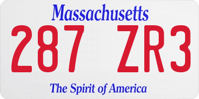 MA license plate 287ZR3