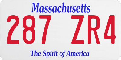 MA license plate 287ZR4