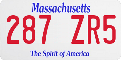 MA license plate 287ZR5