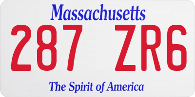 MA license plate 287ZR6