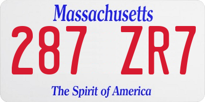 MA license plate 287ZR7