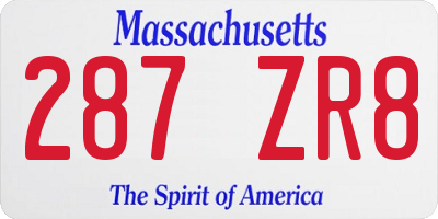 MA license plate 287ZR8
