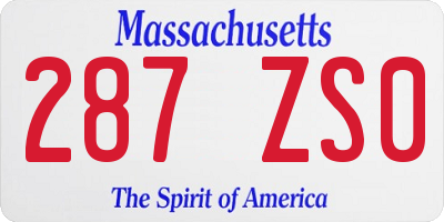 MA license plate 287ZS0