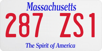 MA license plate 287ZS1