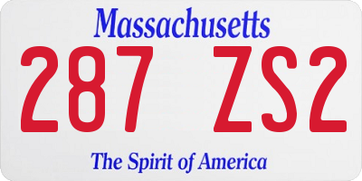 MA license plate 287ZS2