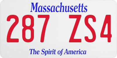 MA license plate 287ZS4