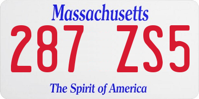 MA license plate 287ZS5
