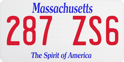 MA license plate 287ZS6