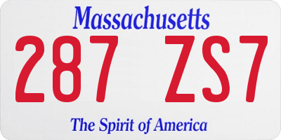 MA license plate 287ZS7