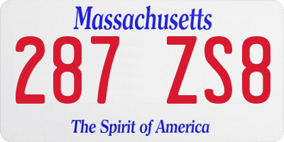 MA license plate 287ZS8