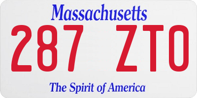 MA license plate 287ZT0