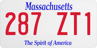 MA license plate 287ZT1