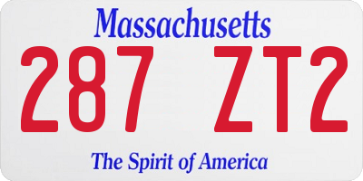 MA license plate 287ZT2