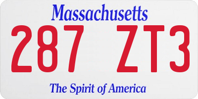 MA license plate 287ZT3