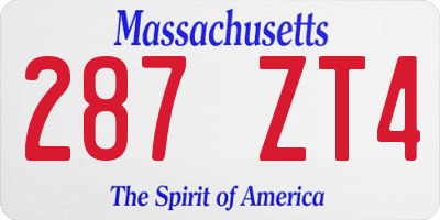 MA license plate 287ZT4
