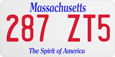 MA license plate 287ZT5