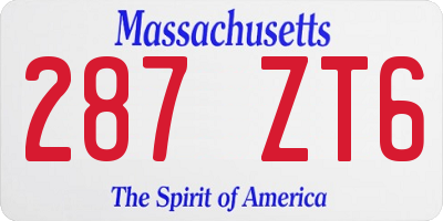 MA license plate 287ZT6