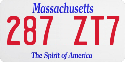 MA license plate 287ZT7