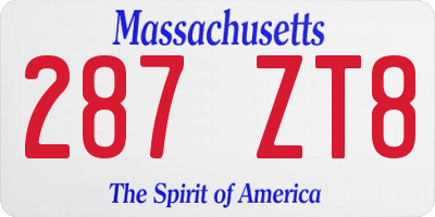 MA license plate 287ZT8