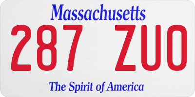 MA license plate 287ZU0