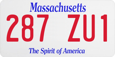 MA license plate 287ZU1