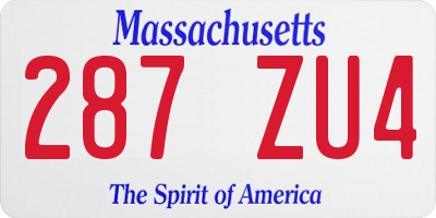 MA license plate 287ZU4
