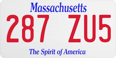 MA license plate 287ZU5