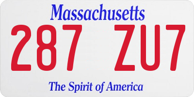 MA license plate 287ZU7