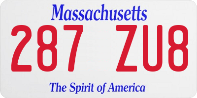 MA license plate 287ZU8
