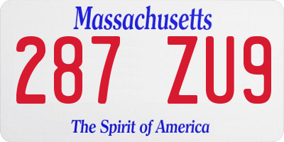 MA license plate 287ZU9