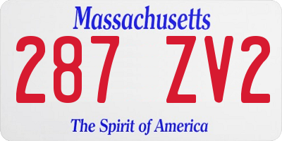 MA license plate 287ZV2