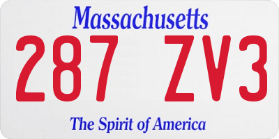 MA license plate 287ZV3