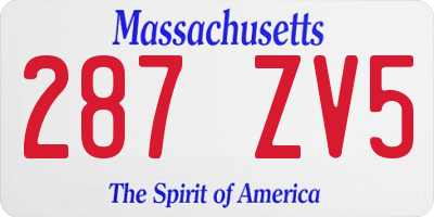 MA license plate 287ZV5