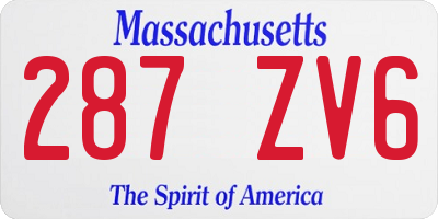 MA license plate 287ZV6