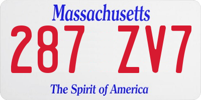MA license plate 287ZV7