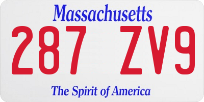 MA license plate 287ZV9