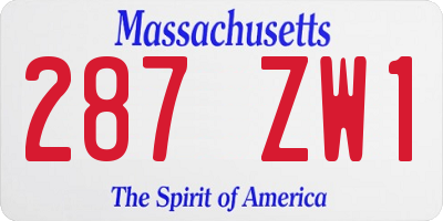 MA license plate 287ZW1