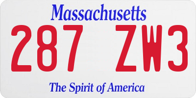 MA license plate 287ZW3