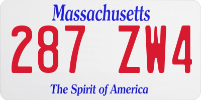 MA license plate 287ZW4